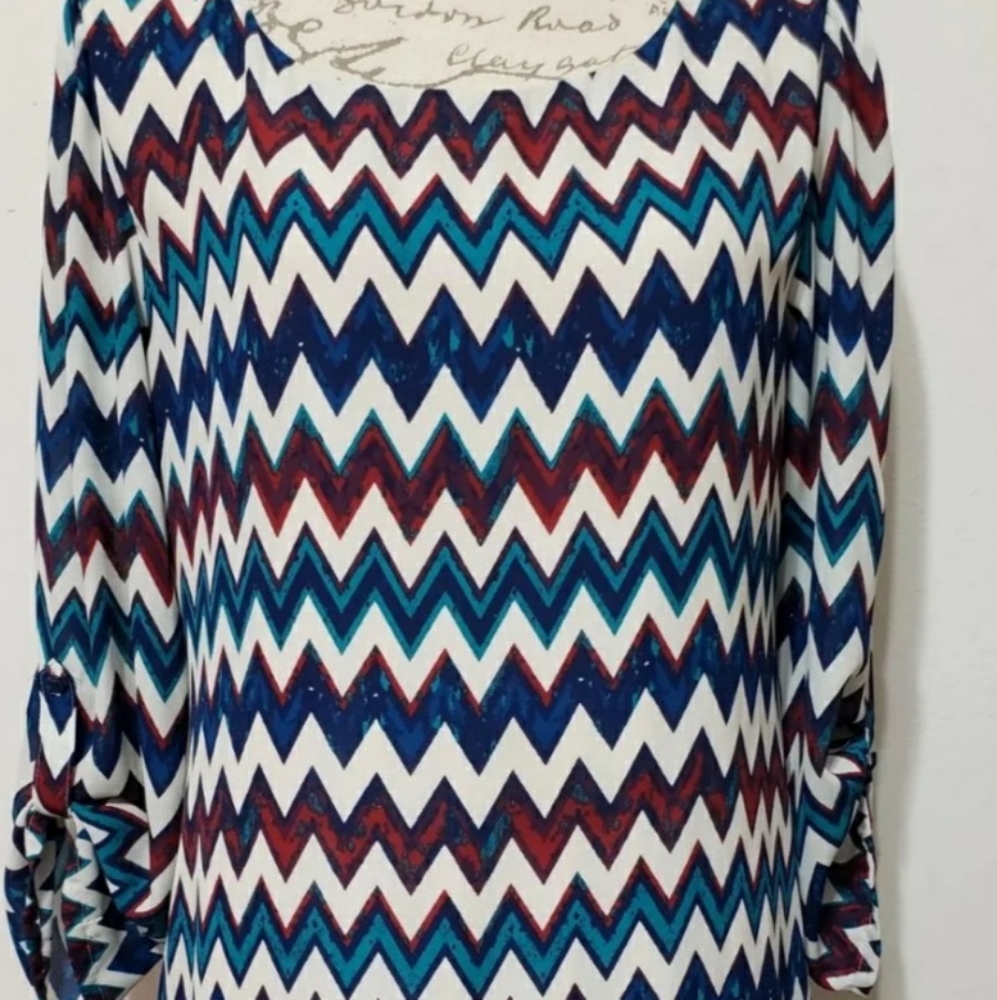 Large 3/4 Sleeve Chevron Dress